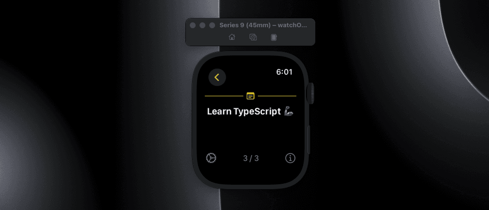 WatchOS Notes app note list on an Apple Watch